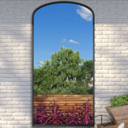 MirrorOutlet The Angustus Black Metal Arched Garden Wall Mirror 200 x 100cm - Size: 200 x 100 x 3cm - Wilko - thumbnail 3