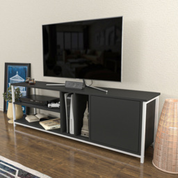 Decorotika Oneida Single Door 4 Shelf White and Anthracite TV Unit - Size: 51 x 160 x 35cm - Multi - Wilko - thumbnail 6