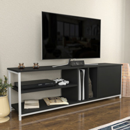 Decorotika Oneida Single Door 4 Shelf White and Anthracite TV Unit - Size: 51 x 160 x 35cm - Multi - Wilko - thumbnail 7