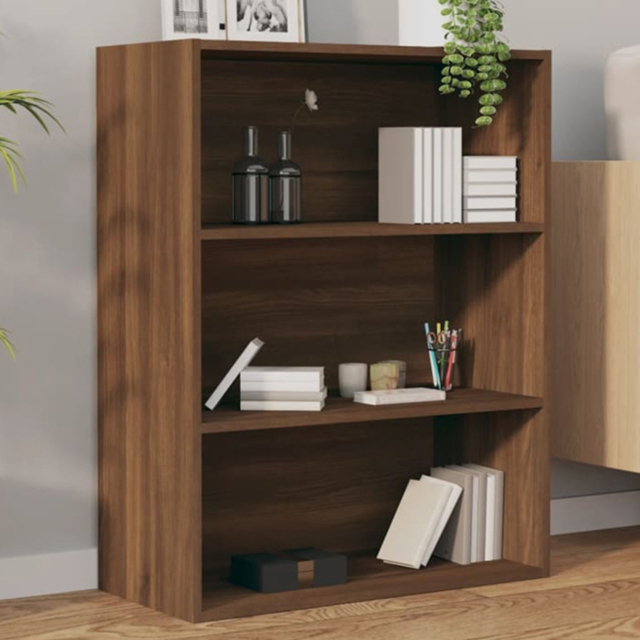 vidaXL 3 Shelf Brown Oak Hanging Wall Cabinet - Size: 90 x 69.5 x 32.5cm - Wilko - image 1