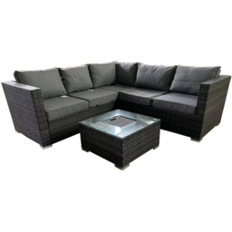 Furniture One 5 Seater Grey Rattan Garden Corner Lounge Set with Ice Bucket - Wilko - thumbnail 3