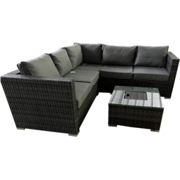 Furniture One 5 Seater Grey Rattan Garden Corner Lounge Set with Ice Bucket - Wilko - thumbnail 5