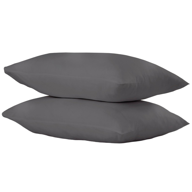 180 Thread Count Cotton Housewife Pillowcases - Charcoal - Divante - Wilko