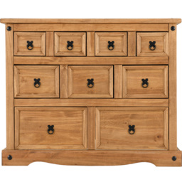 Seconique Corona 9 Drawer Distressed Waxed Pine Merchant Sideboard - Size: 45 x 101 x 82cm - Brown - Wilko - thumbnail 4