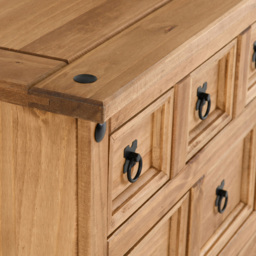 Seconique Corona 9 Drawer Distressed Waxed Pine Merchant Sideboard - Size: 45 x 101 x 82cm - Brown - Wilko - thumbnail 7
