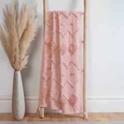Rapport Home Juniper Blush Tufted Cotton Blanket Throw 50 x 60cm - Size: 4 x 50 x 60cm - Pink - Wilko - thumbnail 3