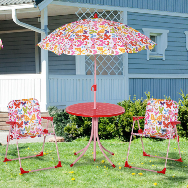 Outsunny Kids Butterfly Foldable Picnic Dining Set with Parasol - Size: 2 Seater - Multi - Wilko - image 1