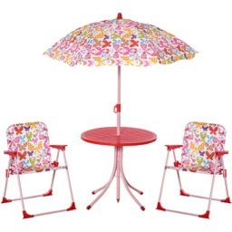 Outsunny Kids Butterfly Foldable Picnic Dining Set with Parasol - Size: 2 Seater - Multi - Wilko - thumbnail 3