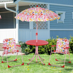 Outsunny Kids Butterfly Foldable Picnic Dining Set with Parasol - Size: 2 Seater - Multi - Wilko - thumbnail 1