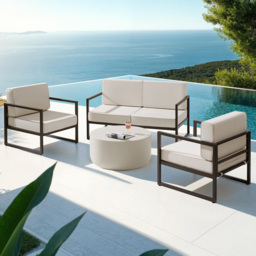 tectake Comosa 4 Seater Garden Sofa Set with Cushion - Brown - Wilko