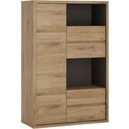 Florence Shetland Single Door 4 Drawer 2 Shelf Display Cabinet - Brown - Furniture To Go - Wilko - thumbnail 3