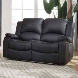 Glendale 2 Seater Black Bonded Leather Electric Recliner Sofa - Artemis Home - Wilko