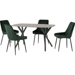 Seconique Athens Avery 4 Seater Dining Set Concrete and Emerald Green - Grey - Wilko - thumbnail 3