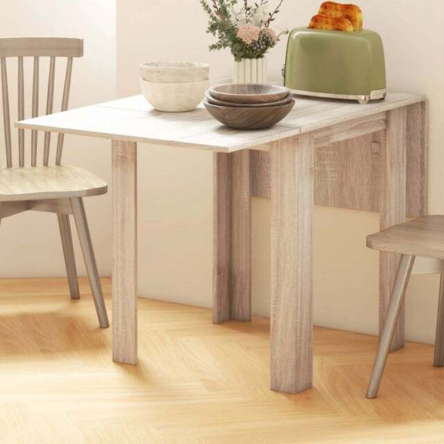HOMCOM 4 Seater Drop Leaf Extendable Dining Table - Yellow - Wilko - image 1