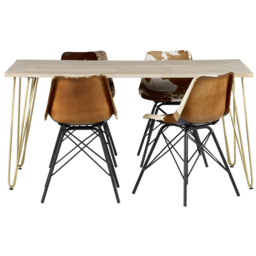 Brooklyn Huyen 4 Seater Light Gold Dining Table - Brown - Wilko - thumbnail 5