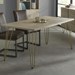 Brooklyn Huyen 4 Seater Light Gold Dining Table - Brown - Wilko - thumbnail 1