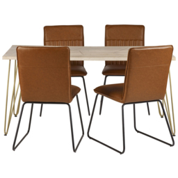 Brooklyn Huyen 4 Seater Light Gold Dining Table - Brown - Wilko - thumbnail 4