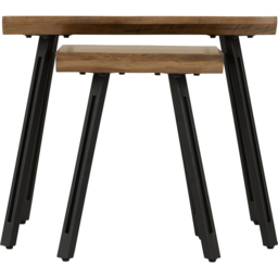 Seconique Quebec Oak Effect Nest of Tables Set of 2 - Size: 40 x 60 x 50cm - Brown - Wilko - thumbnail 4