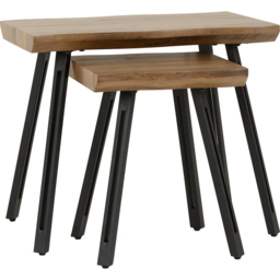 Seconique Quebec Oak Effect Nest of Tables Set of 2 - Size: 40 x 60 x 50cm - Brown - Wilko - thumbnail 3
