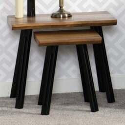 Seconique Quebec Oak Effect Nest of Tables Set of 2 - Size: 40 x 60 x 50cm - Brown - Wilko - thumbnail 1