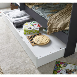 Oliver Grey and White Single Drawer Storage Bunk Bed with Orthopaedic Mattresses - Bedmaster - Wilko - thumbnail 6