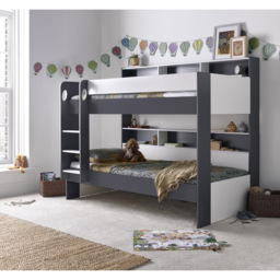 Oliver Grey and White Single Drawer Storage Bunk Bed with Orthopaedic Mattresses - Bedmaster - Wilko - thumbnail 7