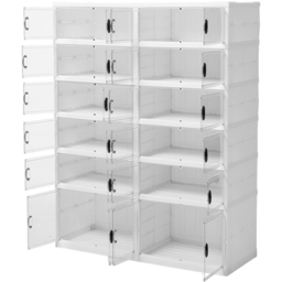 H&O Direct 6 Tier Transparent Wide Foldable Storage Box with Magnetic Door - Size: 118 x 91 x 35cm - White - Wilko - thumbnail 3