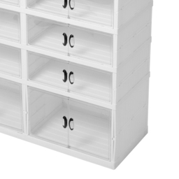 H&O Direct 6 Tier Transparent Wide Foldable Storage Box with Magnetic Door - Size: 118 x 91 x 35cm - White - Wilko - thumbnail 5