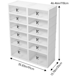 H&O Direct 6 Tier Transparent Wide Foldable Storage Box with Magnetic Door - Size: 118 x 91 x 35cm - White - Wilko - thumbnail 7