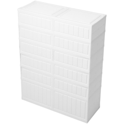 H&O Direct 6 Tier Transparent Wide Foldable Storage Box with Magnetic Door - Size: 118 x 91 x 35cm - White - Wilko - thumbnail 4
