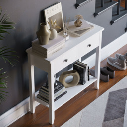 VIDA DESIGNS Windsor 2 Drawer White Console Table - Size: 30 x 80 x 74cm - Wilko - thumbnail 7