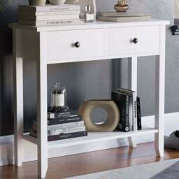 VIDA DESIGNS Windsor 2 Drawer White Console Table - Size: 30 x 80 x 74cm - Wilko - thumbnail 1