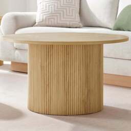 Furniturebox Penfold Oak Effect Round Wood Pedestal Coffee Table - Size: 80 x 80 x 80cm - Brown - Wilko - thumbnail 1