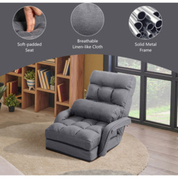 Costway Grey Adjustable Folding Floor Lazy Chair - Size: Single - Wilko - thumbnail 6