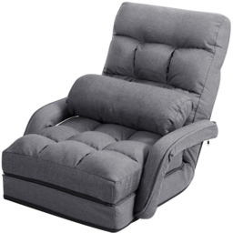 Costway Grey Adjustable Folding Floor Lazy Chair - Size: Single - Wilko - thumbnail 3