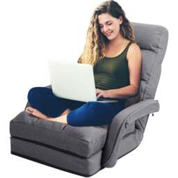 Costway Grey Adjustable Folding Floor Lazy Chair - Size: Single - Wilko - thumbnail 4