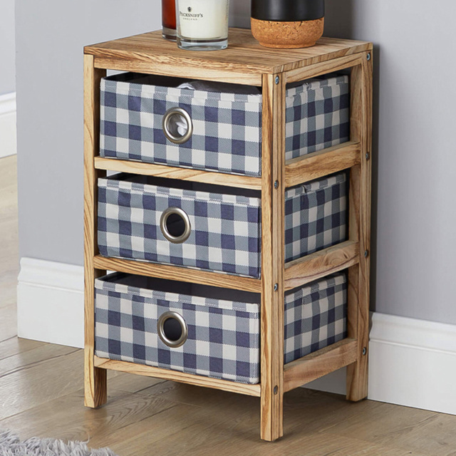 Home Source Weybourne 3 Drawer Fabric Storage Unit - Size: 49.5 x 30 x 25cm - Brown - Wilko - image 1