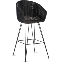 Desser Porto Large Black Wicker Bar Stool - Size: Single - Wilko - thumbnail 3