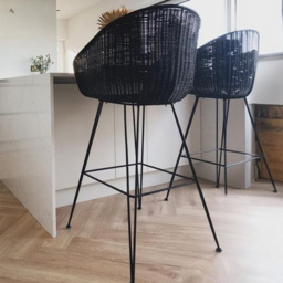 Desser Porto Large Black Wicker Bar Stool - Size: Single - Wilko - thumbnail 1
