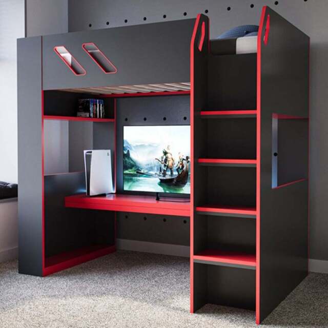 Recoil Orbit Single Gaming High Sleeper Bed - Black - Wilko - image 1