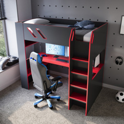 Recoil Orbit Single Gaming High Sleeper Bed - Black - Wilko - thumbnail 4