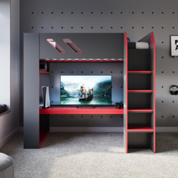 Recoil Orbit Single Gaming High Sleeper Bed - Black - Wilko - thumbnail 3