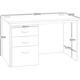 R White Cabinets 3 Drawer Home Office Desk with Hutch Brown - Size: 72.8 x 120 x 70cm - Wilko - thumbnail 6