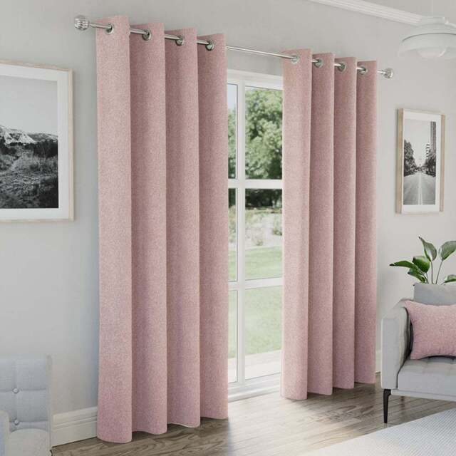 Enhanced Living Austin Blush Plain Thermal Blackout Eyelet Curtains 229 x 229cm - Size: W 229 x D 229cm - Wilko - image 1