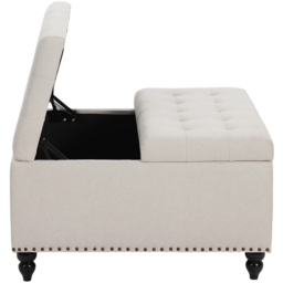 Living and Home Beige Square Linen Upholstered Lift Top and Flip Storage Ottoman - Size: 78 x 81.5 x 81.5cm - Wilko - thumbnail 4
