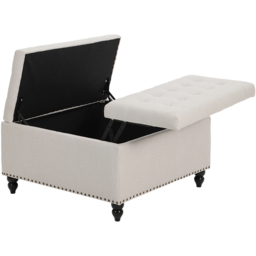 Living and Home Beige Square Linen Upholstered Lift Top and Flip Storage Ottoman - Size: 78 x 81.5 x 81.5cm - Wilko - thumbnail 6
