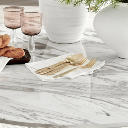 Furniturebox Arona Valera Marble Effect 4 Seater Round Dining Set White Black and Grey - Wilko - thumbnail 6