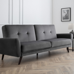 Julian Bowen Monza 2 Seater Dark Grey Velvet Sofa Bed - Wilko