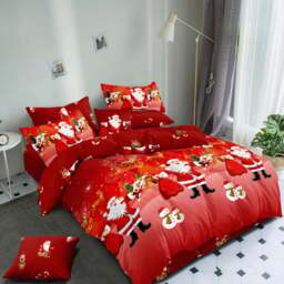 Groundlevel Double Santa Christmas Red Duvet Set - Size: 200 x 200 x 5cm - Multi - Wilko