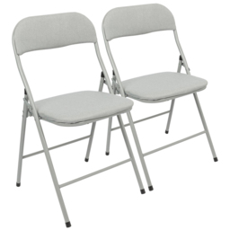 Harbour Housewares Set of 2 Grey Fabric Padded Metal Foldable Chair - Wilko - thumbnail 3